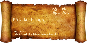 Mátits Kinga névjegykártya